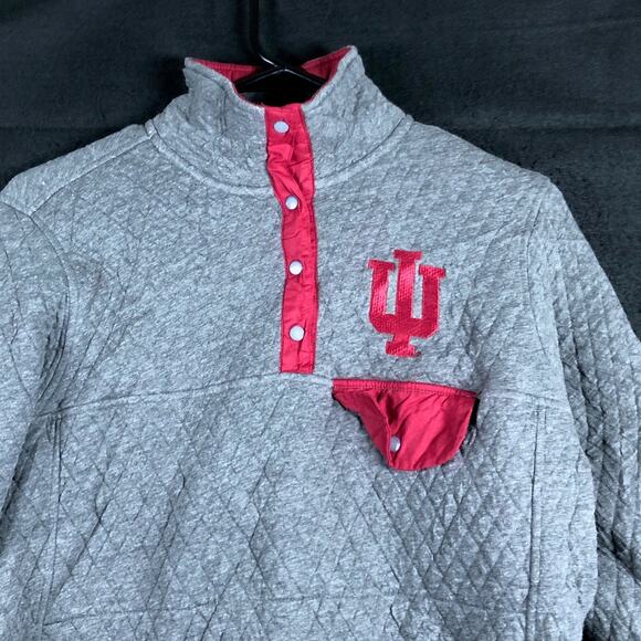 Pressbox Womens Jacket Gray Quarter-Snap Indiana Hoosiers Magnum Quilted Small - Picture 2 of 11